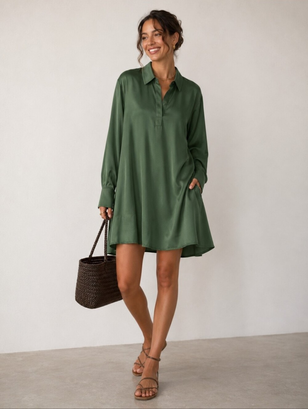 Darling Forrest Green Shirt Dress